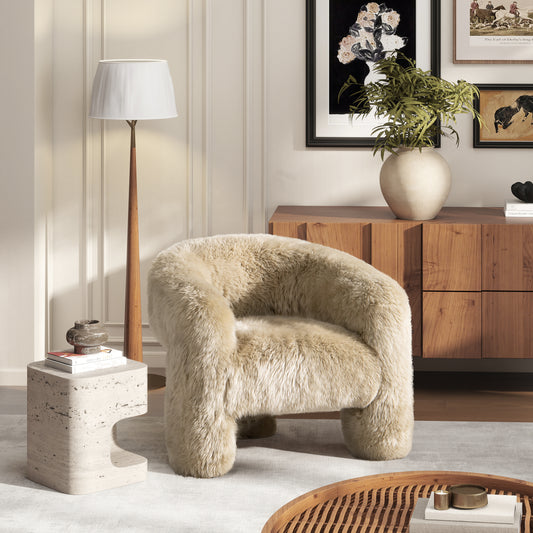 Avalen Chair – Naturafluff Sheepskin, Splitbarrel Contour, LuxeCore Frame