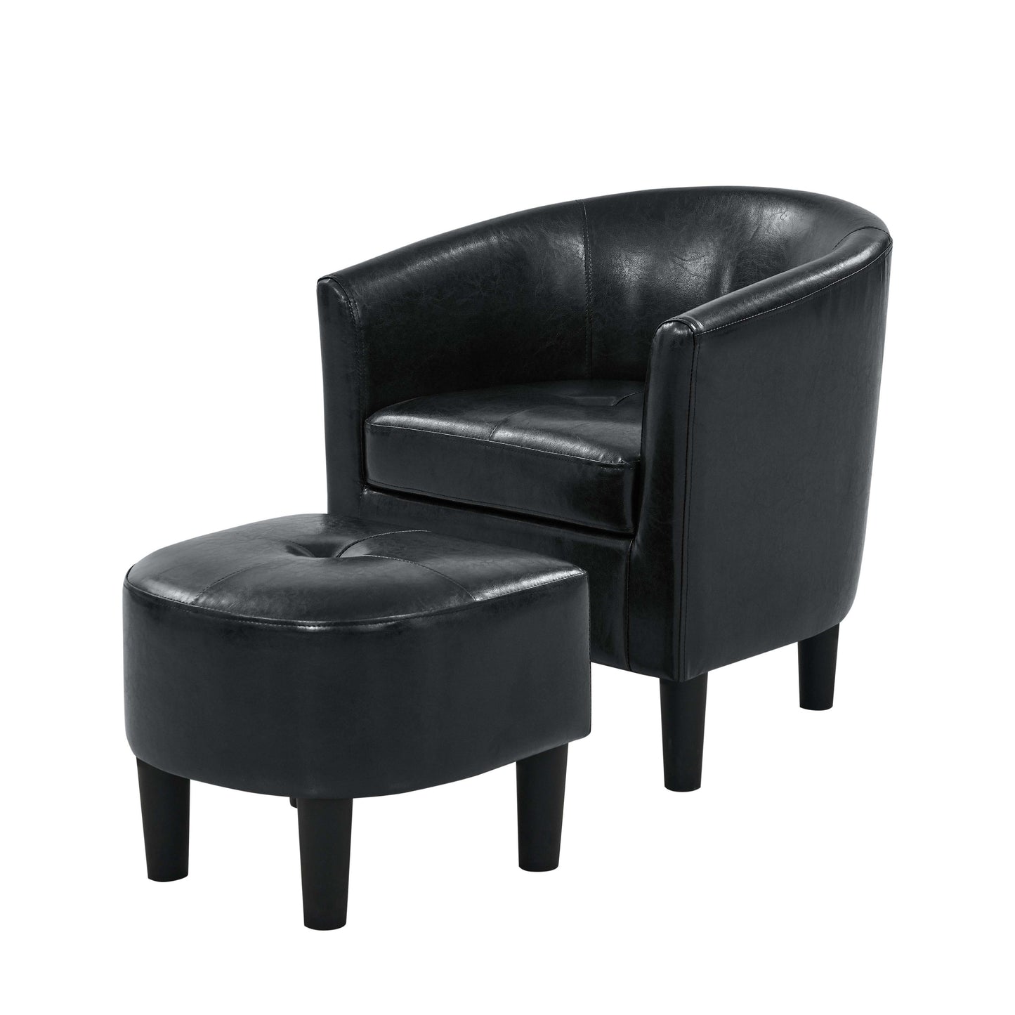 Vellaro™ PU Leather Barrel Chair Set – Modern Accent Chair with Matching Ottoman