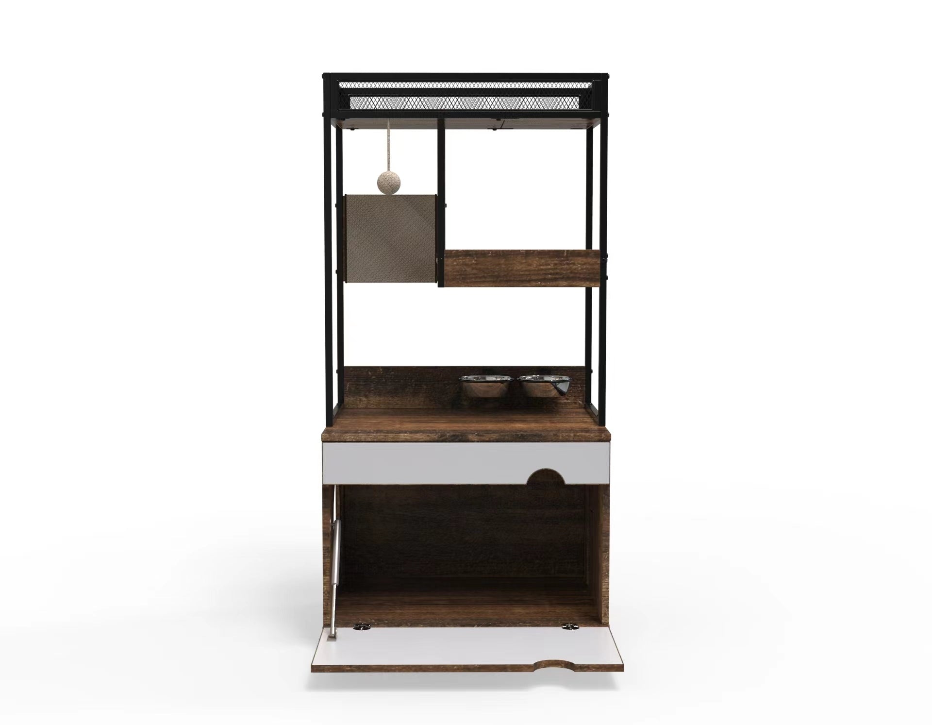 Nuvio Cat Tower Enclosure – Multi - Level Tree with Integrated Hidden Litter Cabinet & Climbing Zones - JUSTLIVE NESTJUSTLIVE NEST
