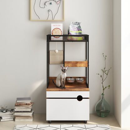 Nuvio Cat Tower Enclosure – Multi - Level Tree with Integrated Hidden Litter Cabinet & Climbing Zones - JUSTLIVE NESTJUSTLIVE NEST