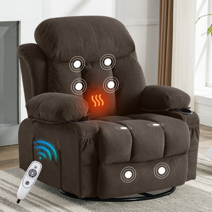 Aureon Nova Recliner – 270° Power Swivel Chair with LED Lights, Tray Table & Hidden Storage (Grey)