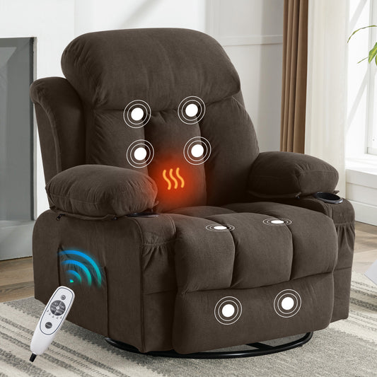Aureon Nova Recliner – 270° Power Swivel Chair with LED Lights, Tray Table & Hidden Storage (Grey)
