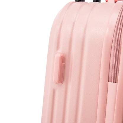Jetera 3 - Piece ABS Travel Set – Pink 360° Spinner Suitcases with USB Port & Cup Holder (20/24/28") - JUSTLIVE NESTJUSTLIVE NEST