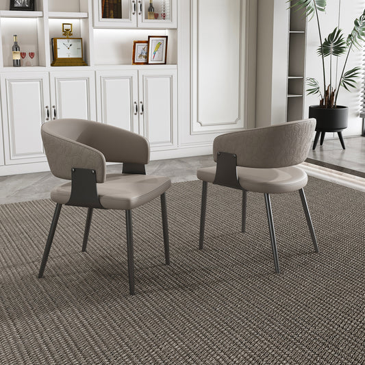 Arino Dining Chairs – 2-Piece Set with Gray PU, Armrests, and Sponge Padding