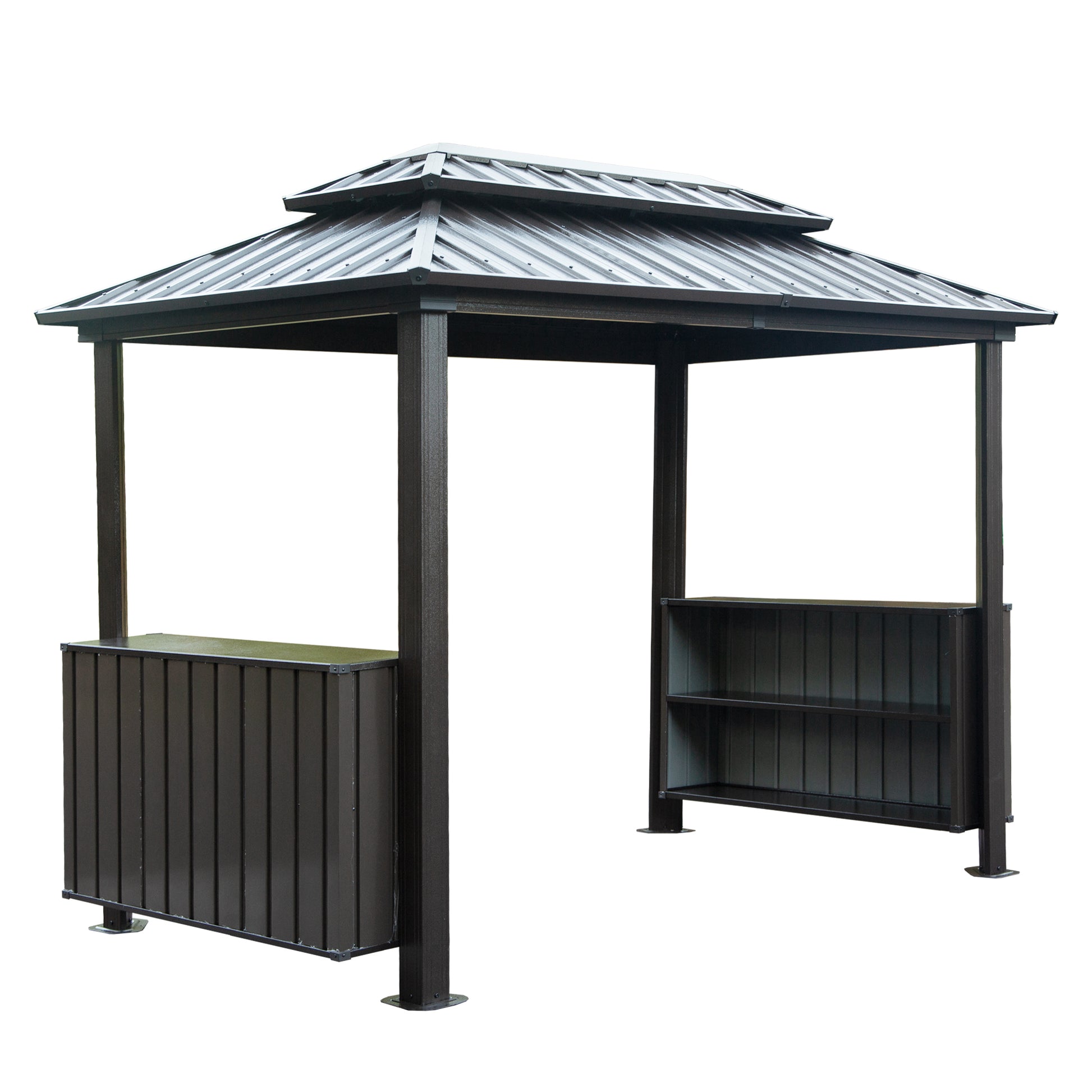 Grillan 6x10' BBQ Gazebo – Gray Steel Roof Grill Shelter with Cabinets & Ceiling Hooks - JUSTLIVE NESTJUSTLIVE NEST
