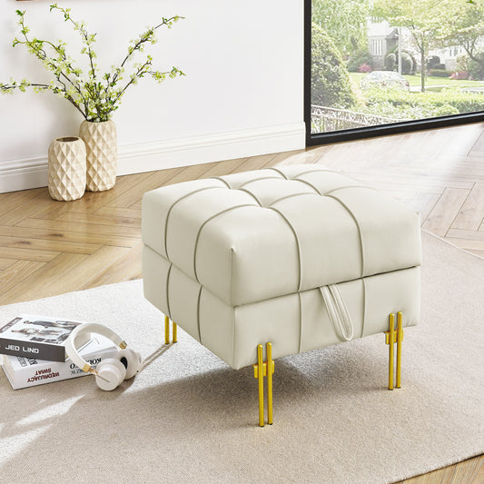 Vetra Bench – Beige Anti-Scratch Leather with Goldsteel Legs
