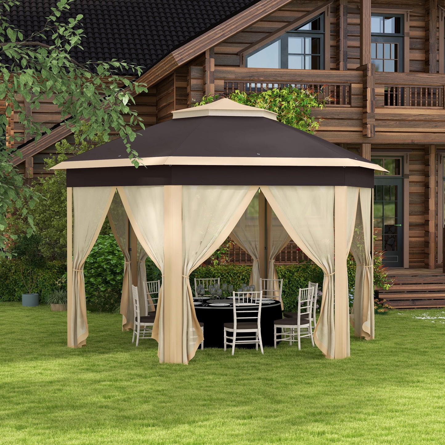 Solair 10' Cantilever Umbrella – Outdoor Hanging Shade with UV Shield & Tilt Stand (Brown) - JUSTLIVE NESTJUSTLIVE NEST