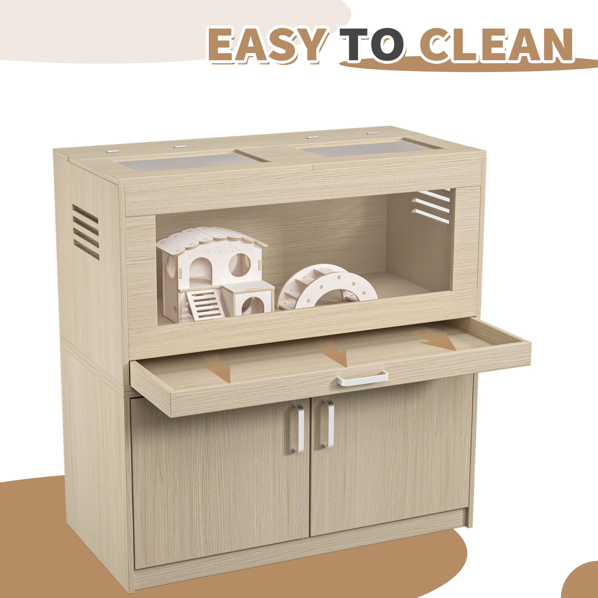 Teko XL Habitat – Teak Hamster Cage with Storage & Easy - View Acrylic Panels - JUSTLIVE NESTJUSTLIVE NEST