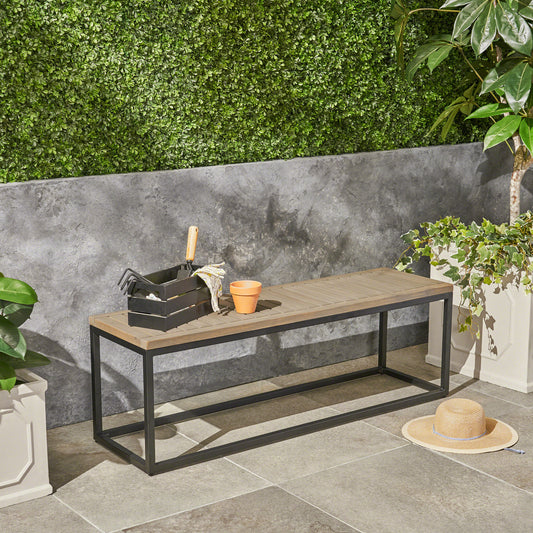JUSTLIVE NEST® Eddrick Bench – Industrial WoodTop Seat with ForgedMetal Frame
