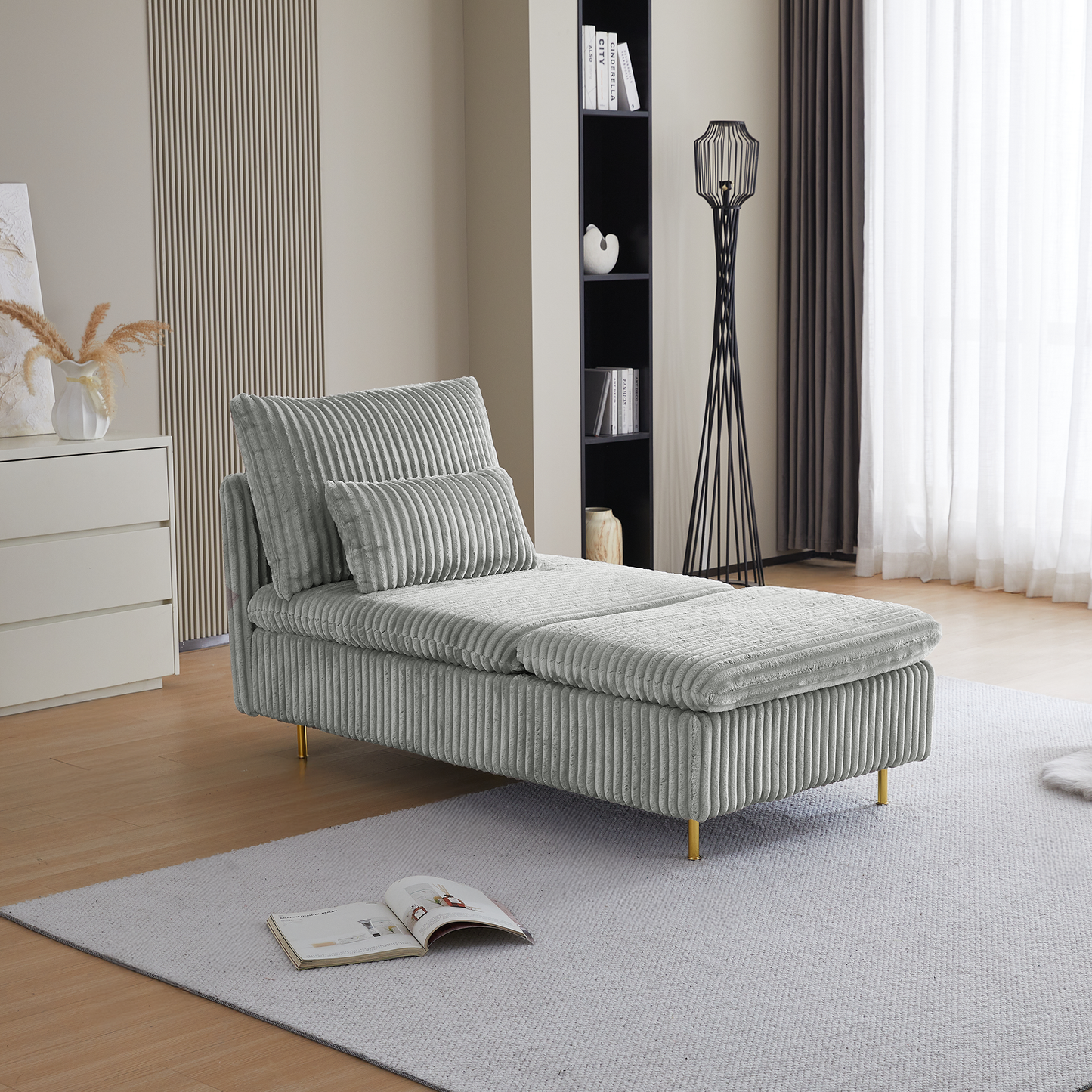 JUSTLIVE ‘Comfina Luxe” Chair – Corduroy | Modern Cozy Armchair + Small Space Friendly