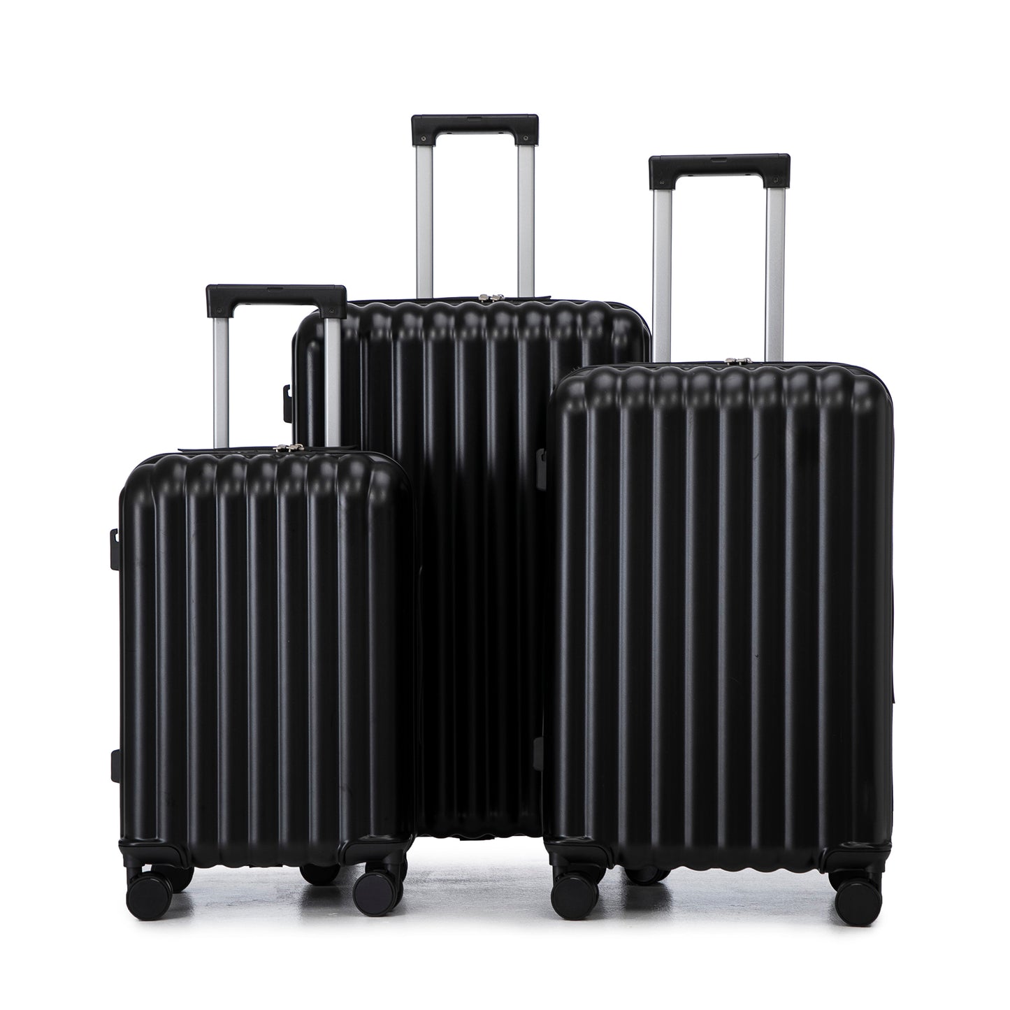 Jetera 3 - Piece ABS Luggage Set – Black Suitcases with Spinner Wheels, USB Port, Cup & Phone Holder (20/24/28") - JUSTLIVE NESTJUSTLIVE NEST