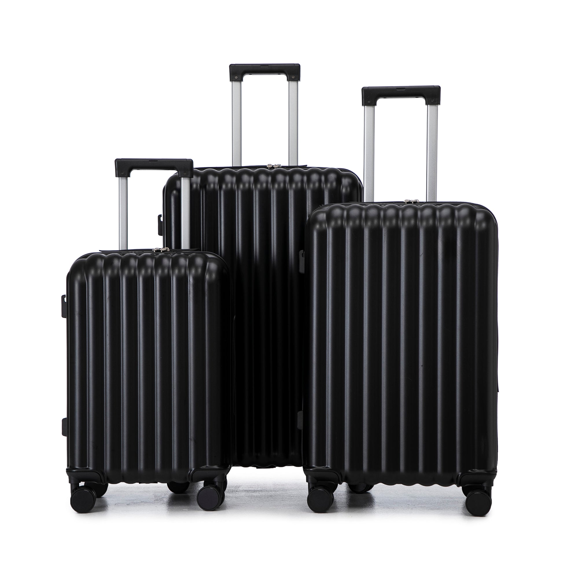 Jetera 3 - Piece ABS Luggage Set – Black Suitcases with Spinner Wheels, USB Port, Cup & Phone Holder (20/24/28") - JUSTLIVE NESTJUSTLIVE NEST