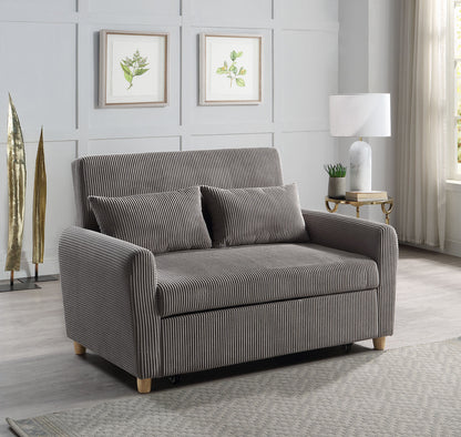 Juvesta™ 54' Brown Corduroy Sleeper Loveseat – Convertible 2-Seater with Cozy Textured Finish