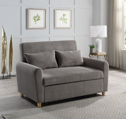 Juvesta™ 54' Brown Corduroy Sleeper Loveseat – Convertible 2-Seater with Cozy Textured Finish