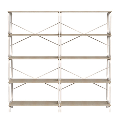 Stravyn Industrial Shelf – 5-Tier White Metal Frame Bookcase