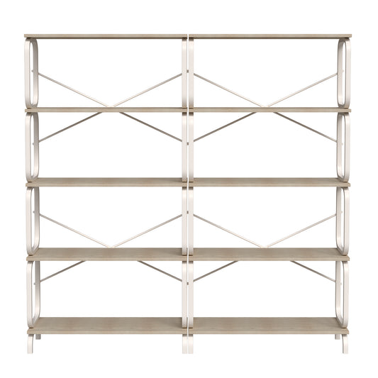 Stravyn Industrial Shelf – 5-Tier White Metal Frame Bookcase