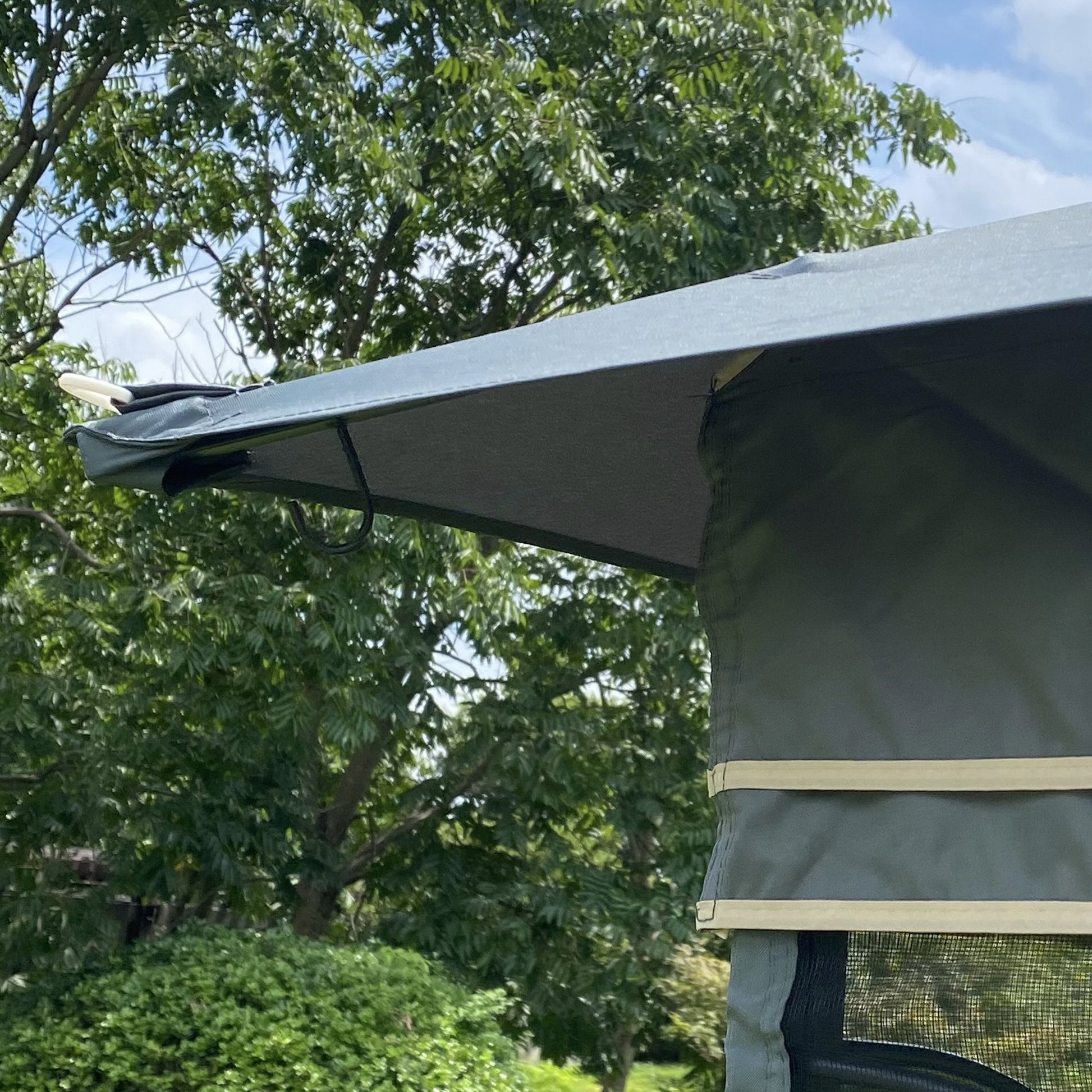 Aurelia 13x10' Soft - Top Gazebo – Double Roof Garden Pavilion with Mosquito Netting (Gray Canopy) - JUSTLIVE NESTJUSTLIVE NEST