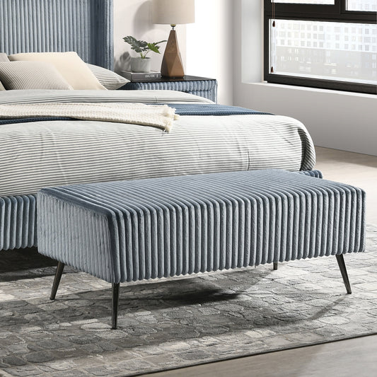 Mavela Bench – Blue Wide Wale Corduroy Upholstery
