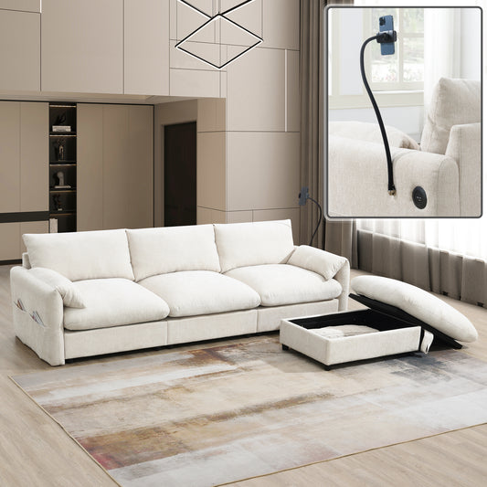 4-Seat Smart Lounge – Wide Plush Sofa with Hidden Storage & Built-In Convenience