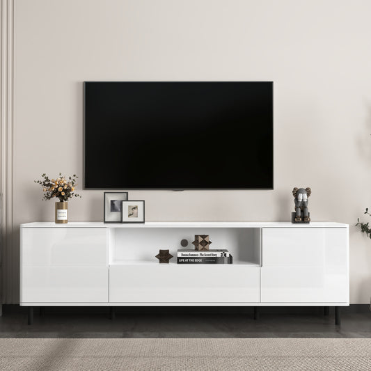 Velari Gloss Console – Cloud White High-Gloss TV Stand with Storage (63")