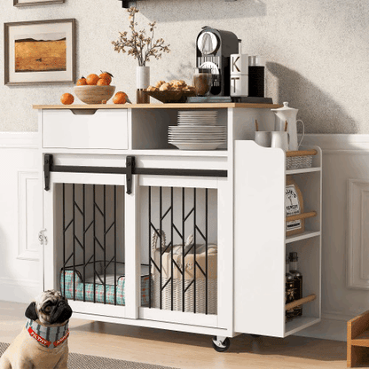 Hollo Pet Island Crate – Dog Kennel with Kitchen Countertop & End Table Style Base