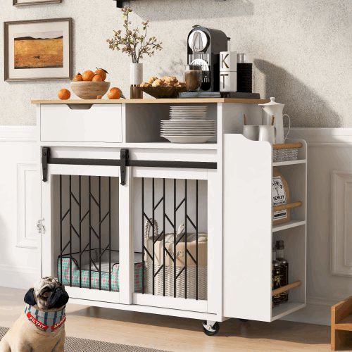 Hollo Pet Island Crate – Dog Kennel with Kitchen Countertop & End Table Style Base