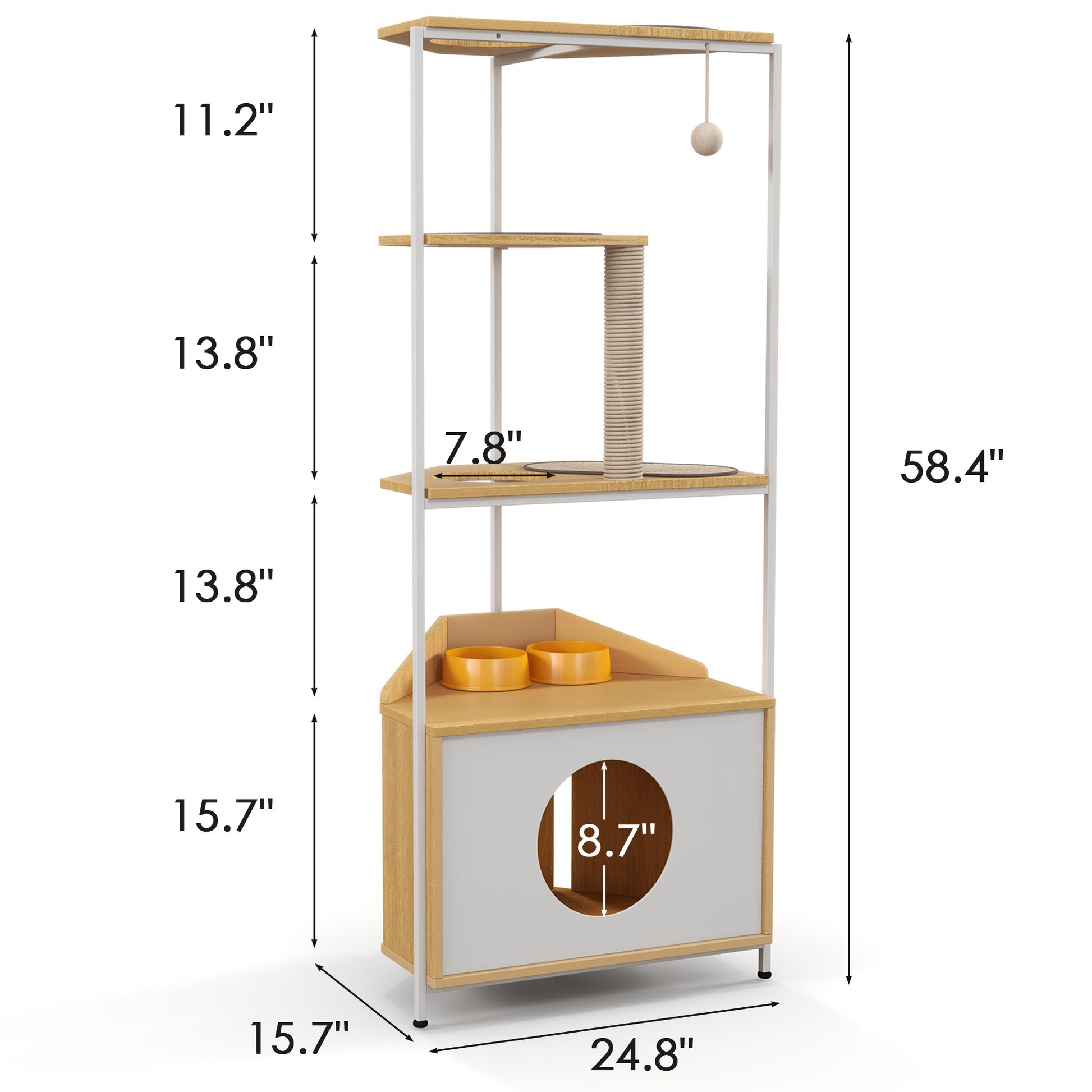 Vero Corner Cat Tower – Multi - Level Cat Condo with Scratching Post, Feeder & Climbing Ledges - JUSTLIVE NESTJUSTLIVE NEST