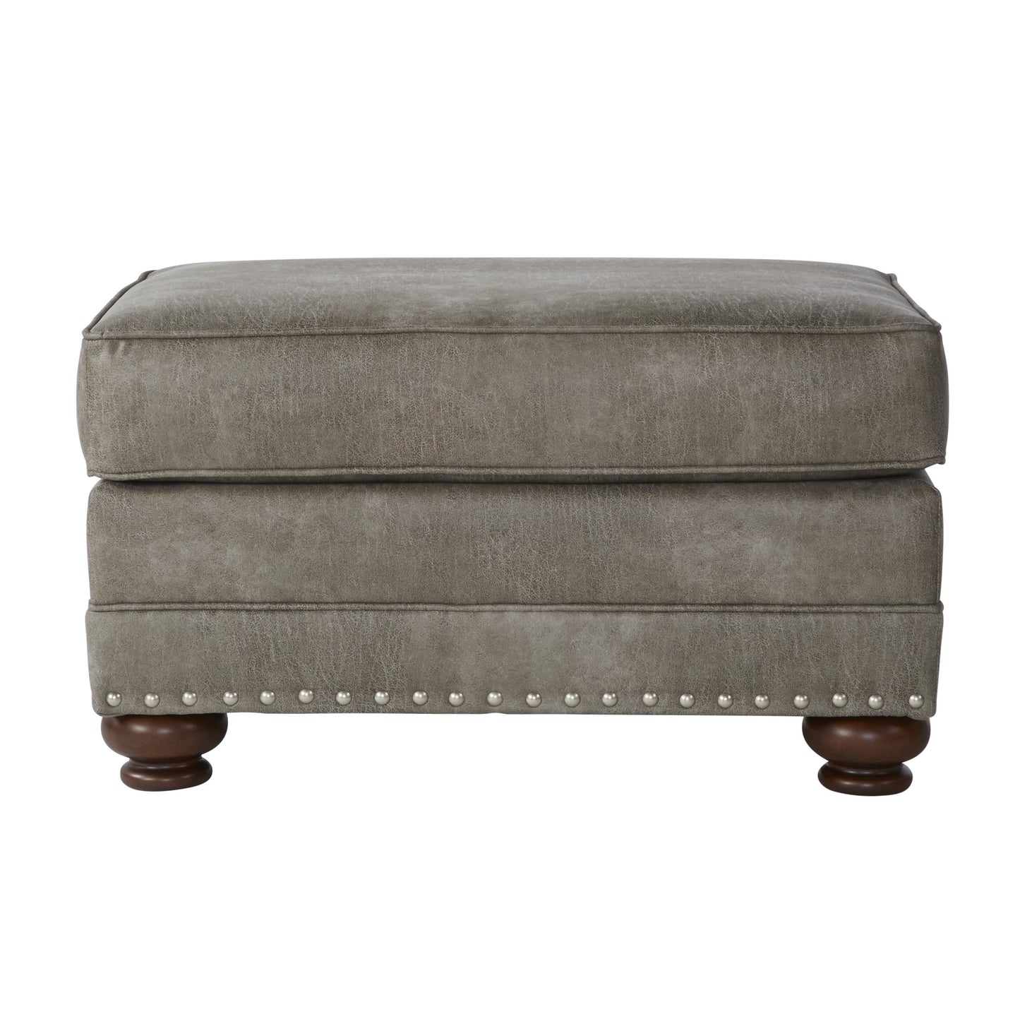 Leinster Ottoman – Classic Nailhead Faux Leather Cube