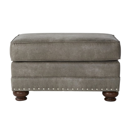 Leinster Ottoman – Classic Nailhead Faux Leather Cube