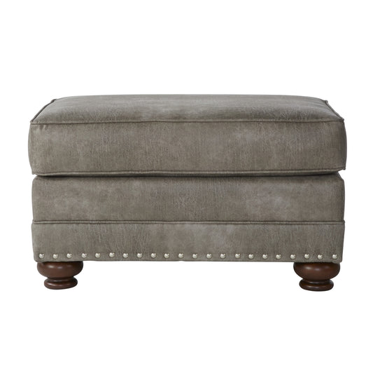 Leinster Ottoman – Classic Nailhead Faux Leather Cube