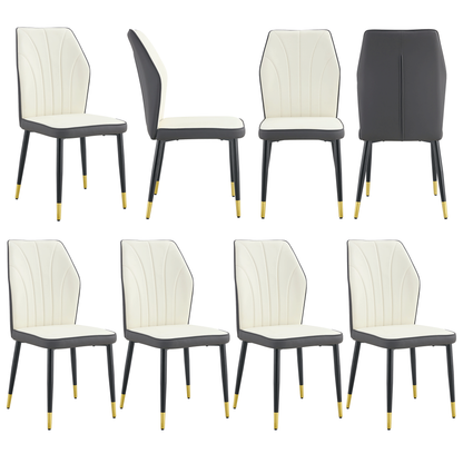 Zelto Dining Chair Set – 8 PU Back Chairs with Black Metal Legs, Sleek Modern Look