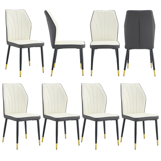Zelto Dining Chair Set – 8 PU Back Chairs with Black Metal Legs, Sleek Modern Look