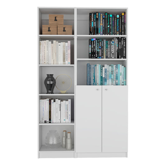 Cedra Duo Set – 2-Piece White Bookcase Living Room Ensemble