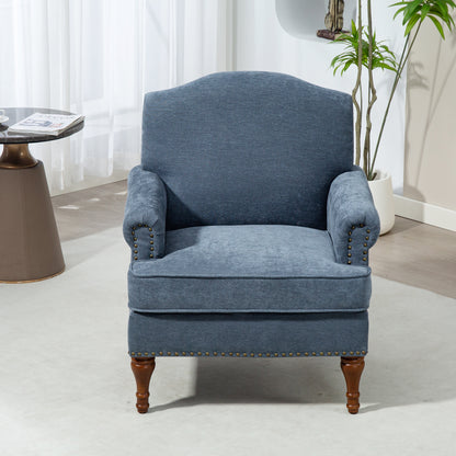 Bravine Chair – Grey Chenille, Nailhead Trim, SpringSoft Seat & Wood Legs