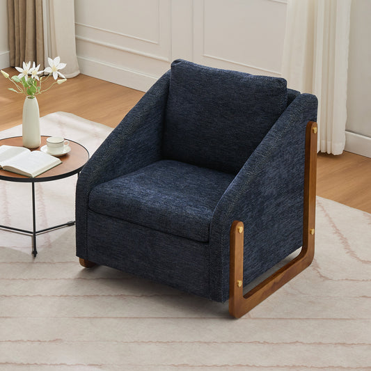 Elvon Chair – Bluemere Chenille, Woodline Frame