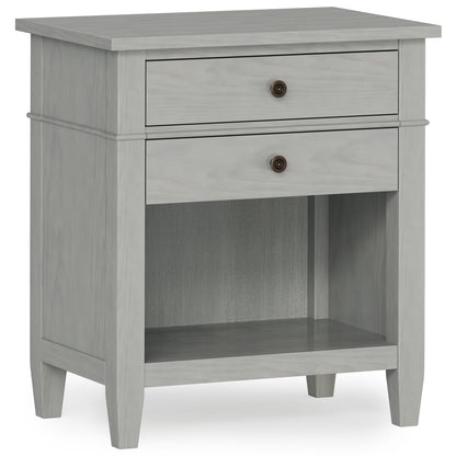 Carlis Stand – Fog Gray Bedside Table with Soft Profile & Subtle Modern Lines