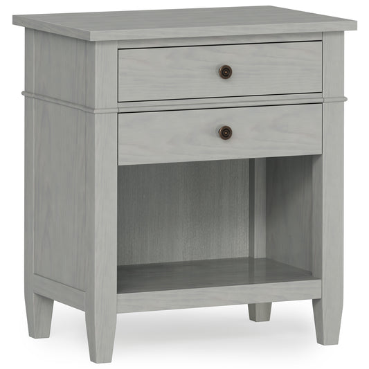 Carlis Stand – Fog Gray Bedside Table with Soft Profile & Subtle Modern Lines