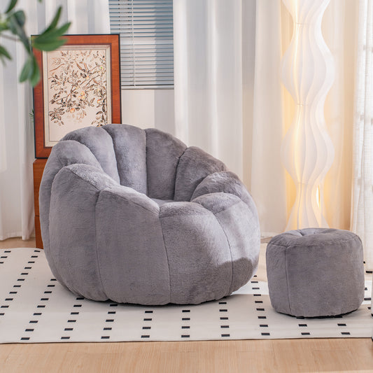 Shella Bean Chair – Giant Faux Fur Bean Couch in Shell Shape for Adults & Kids