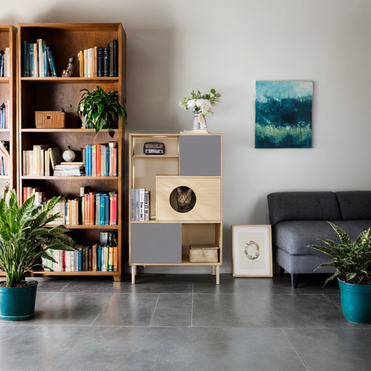 Nuvio Cat Bookcase Tower – Modern Tree-Shelf Combo with Storage & Climbing Platforms
