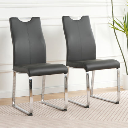 Vetra Dining Chairs – 2 Charcoal PU Seats with Cloth Upholstery and Gold Legs
