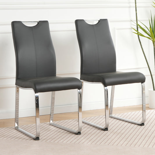 Vetra Dining Chairs – 2 Charcoal PU Seats with Cloth Upholstery and Gold Legs