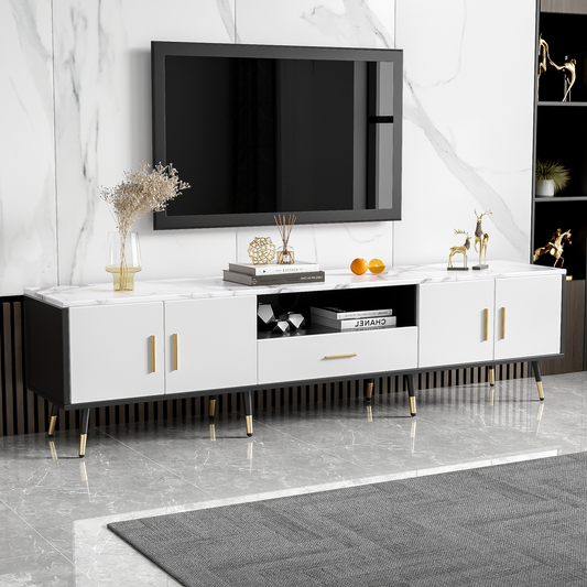 Midvyn XL Console – 71" Modern TV Stand with 2 Cabinets & Open Compartments