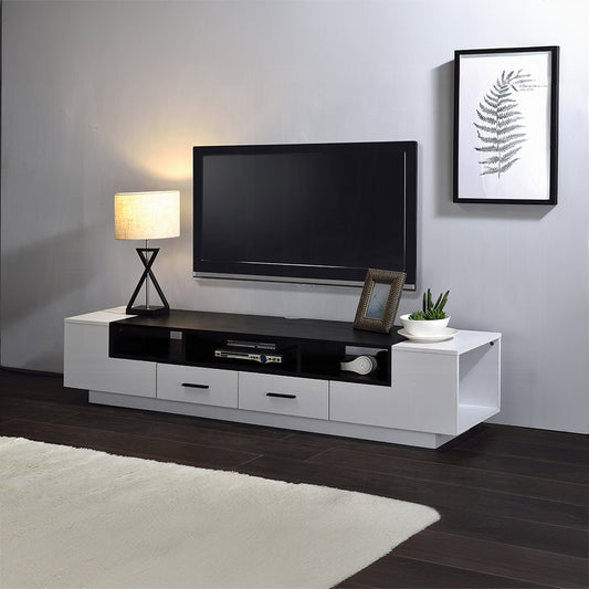 Ellvon Duo Console – White + Black TV Stand with 2 Drawers