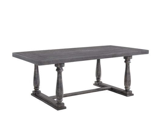 Bernaro Dining Table – Weathered Gray Oak Finish, Rectangular Wood Top
