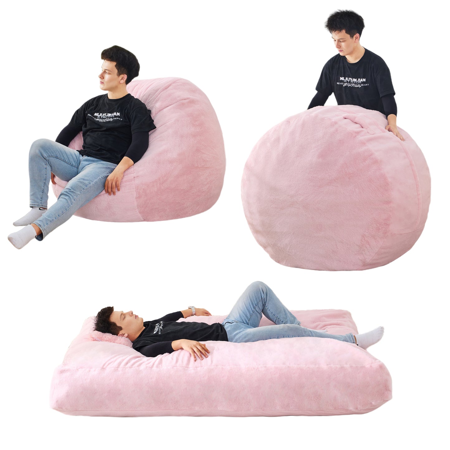 Modo Fold Lounger – Giant Convertible Beanbag Chair to Mattress Bed with Foam Filling