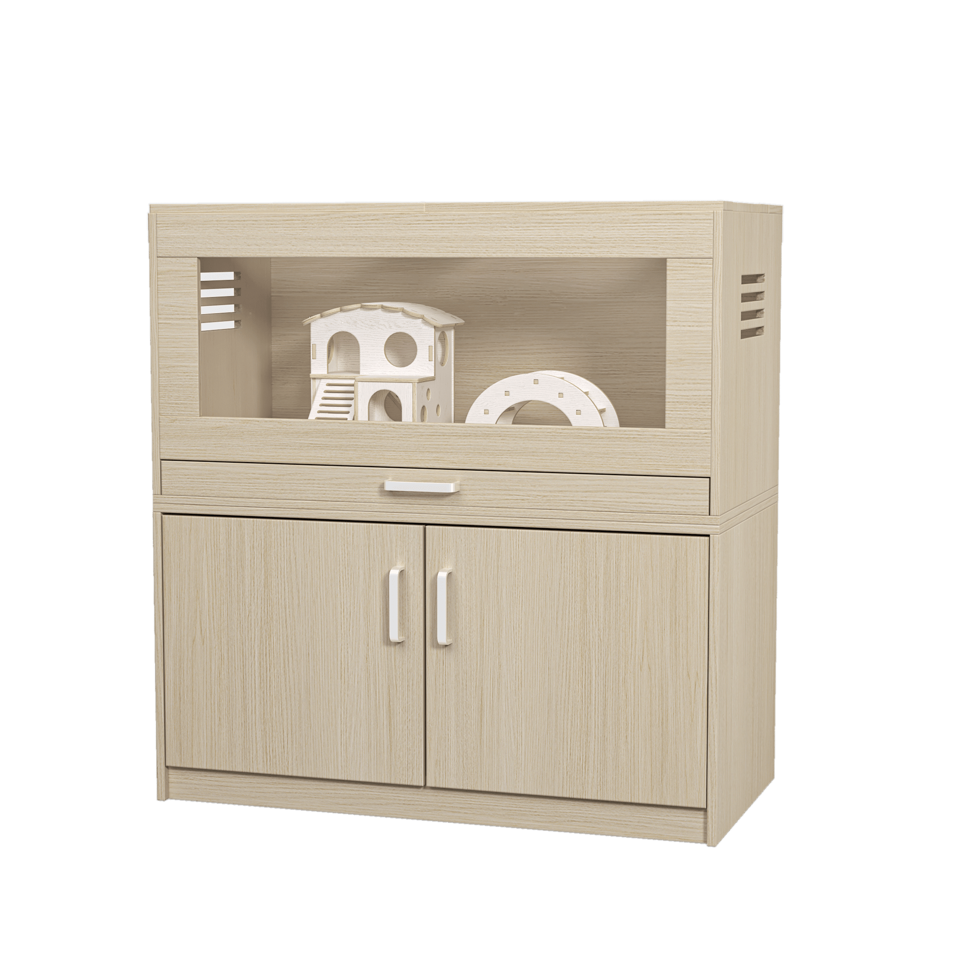 Teko XL Habitat – Teak Hamster Cage with Storage & Easy - View Acrylic Panels - JUSTLIVE NESTJUSTLIVE NEST