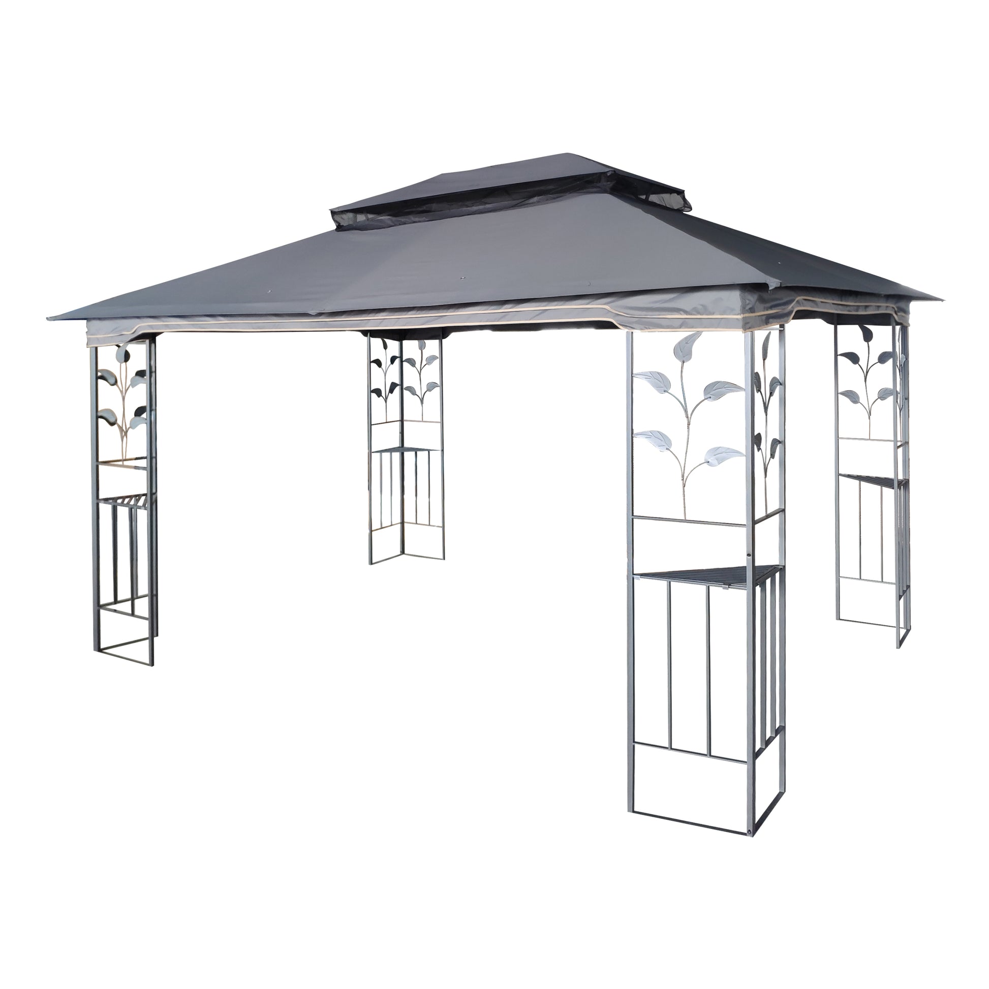 Aurelia 13x10' Soft - Top Gazebo – Double Roof Garden Pavilion with Mosquito Netting (Gray Canopy) - JUSTLIVE NESTJUSTLIVE NEST
