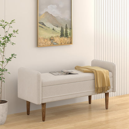 Pebla Compact Storage Stool – Beige Teddy Velvet, Hidden Interior, Apartment-Friendly