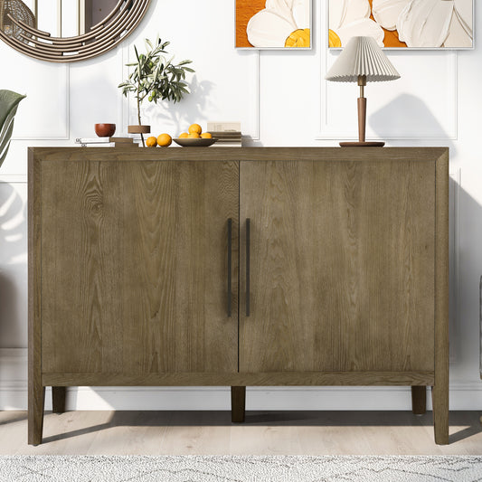 Ulvera Cabinet – Wooden 2-Door Storage with Metal Handles