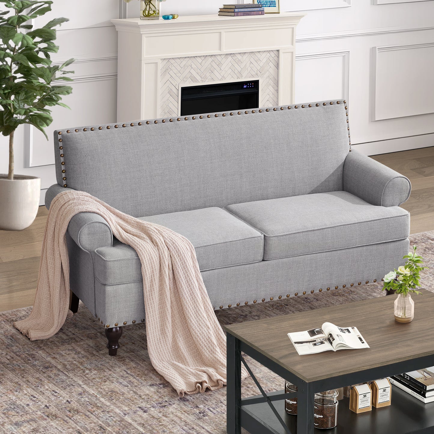 Monaco Grey Haven – Contemporary 62” Upholstered Loveseat for Stylish Living